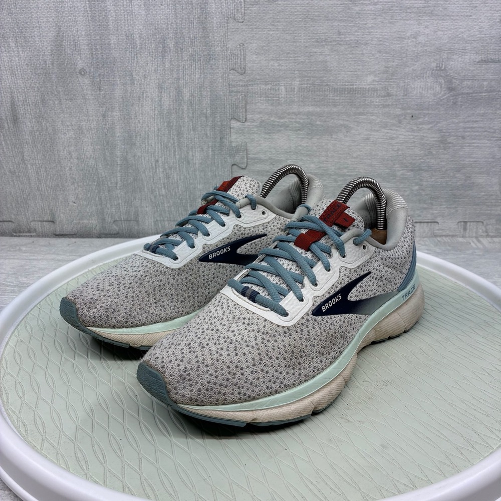 Brooks Trace Running Shoes Womens 9 Gray Blue Mesh Athletic Sneakers 1203511B116